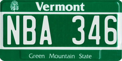 VT license plate NBA346