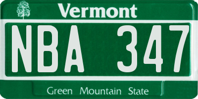 VT license plate NBA347