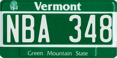 VT license plate NBA348