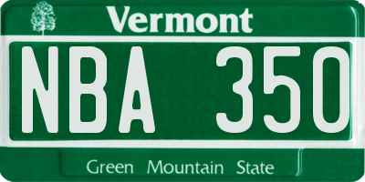 VT license plate NBA350