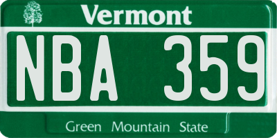 VT license plate NBA359