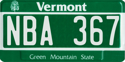 VT license plate NBA367