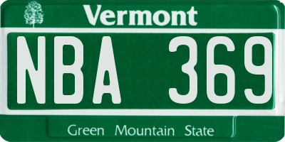 VT license plate NBA369