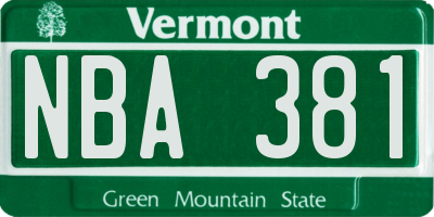 VT license plate NBA381