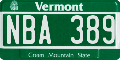 VT license plate NBA389