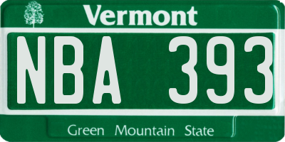 VT license plate NBA393