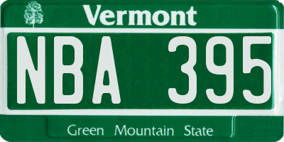 VT license plate NBA395