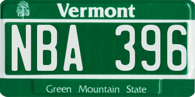 VT license plate NBA396