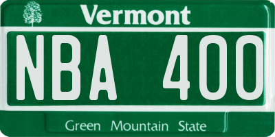 VT license plate NBA400