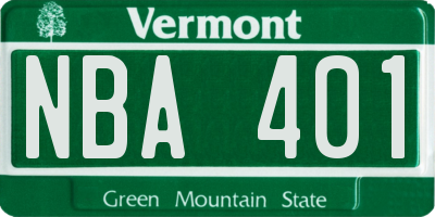 VT license plate NBA401