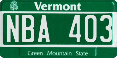 VT license plate NBA403