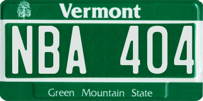 VT license plate NBA404