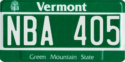 VT license plate NBA405