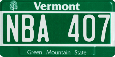 VT license plate NBA407