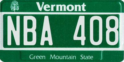 VT license plate NBA408