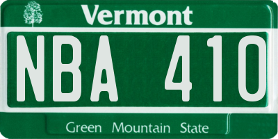 VT license plate NBA410