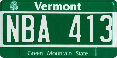 VT license plate NBA413