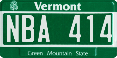 VT license plate NBA414