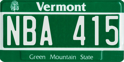 VT license plate NBA415