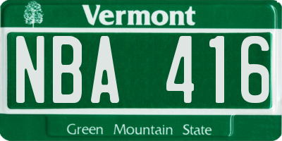 VT license plate NBA416