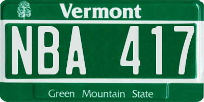 VT license plate NBA417