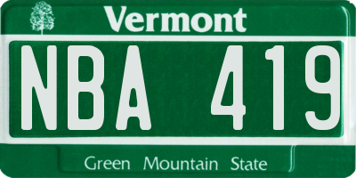 VT license plate NBA419