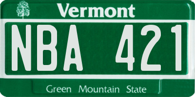 VT license plate NBA421