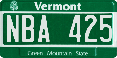 VT license plate NBA425