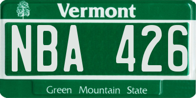 VT license plate NBA426