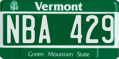 VT license plate NBA429