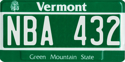 VT license plate NBA432
