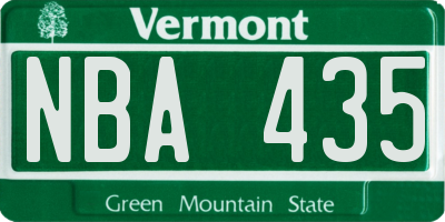 VT license plate NBA435