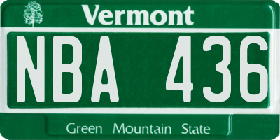 VT license plate NBA436