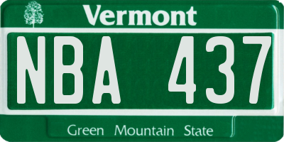 VT license plate NBA437