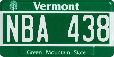 VT license plate NBA438
