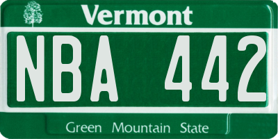 VT license plate NBA442
