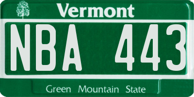 VT license plate NBA443