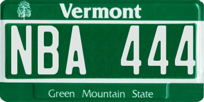VT license plate NBA444