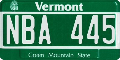 VT license plate NBA445