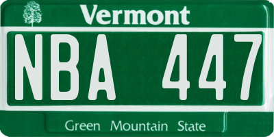 VT license plate NBA447
