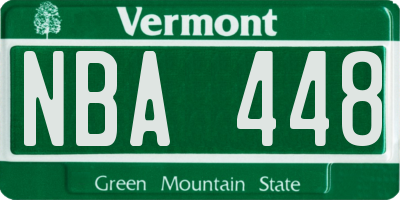 VT license plate NBA448
