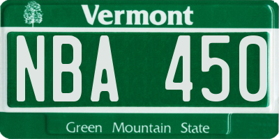VT license plate NBA450