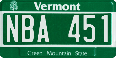 VT license plate NBA451