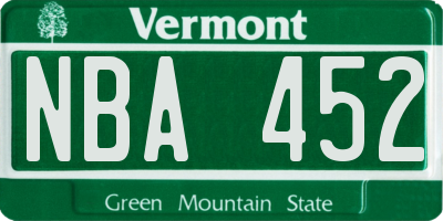 VT license plate NBA452
