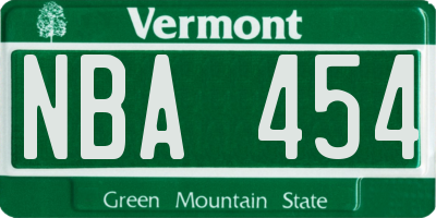 VT license plate NBA454