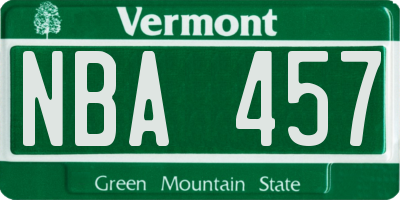 VT license plate NBA457