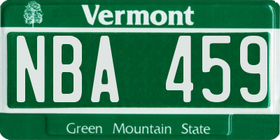 VT license plate NBA459