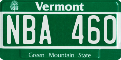 VT license plate NBA460