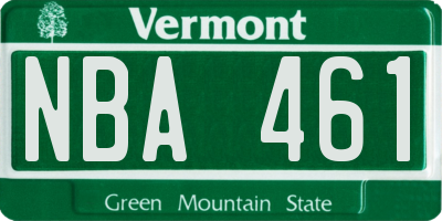 VT license plate NBA461