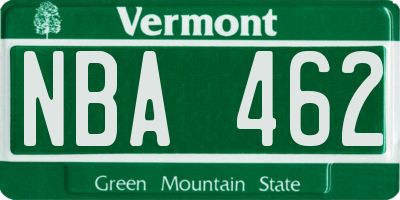 VT license plate NBA462